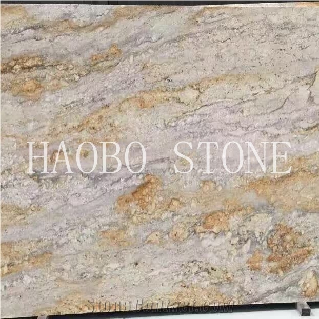 China Factory Best Price Good Service Natural Stone Quarry Wholesale Exotic River Gold Granite Slab with Iso9001