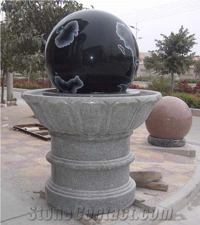 China Factory Direct Maple Red G562 Granite Garden Rolling Sphere Fountain, Exterior Floating Ball Water Fountain