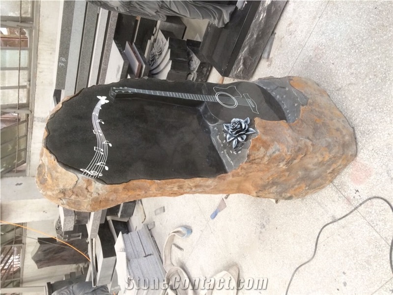 China Natural Stone Black Basalt Hand Carved Rose Flower Carvings Usa Cemetery Monuments Directly from Factory