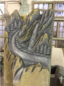 China Natural Stone Black Basalt Hand Carved Rose Flower Carvings Usa Cemetery Monuments Directly from Factory