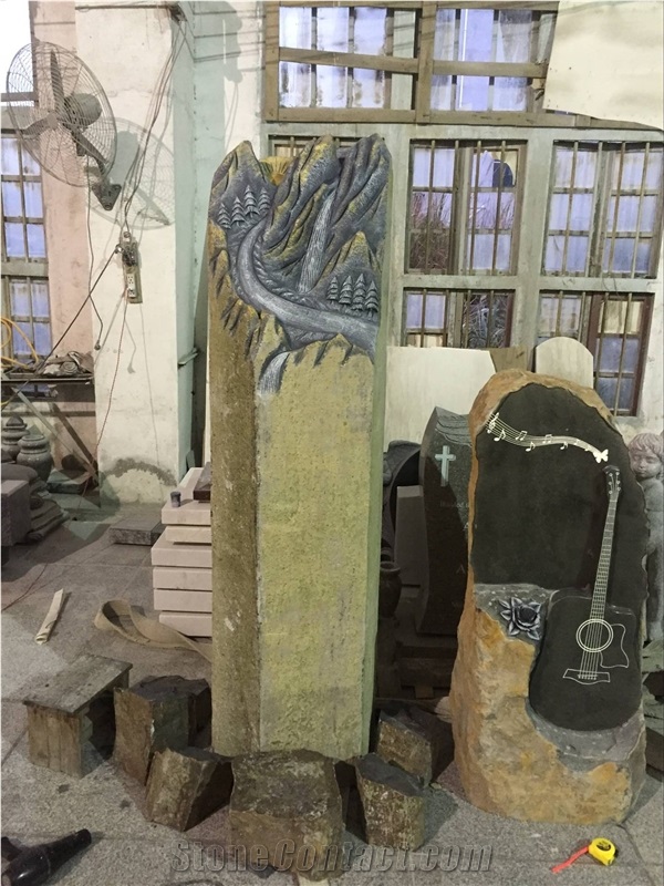China Natural Stone Black Basalt Hand Carved Rose Flower Carvings Usa Cemetery Monuments Directly from Factory