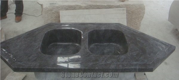 China Quarry Direct Cheap Pink Granite G664 Misty Mauve Bathroom Vanity Tops with Double Basins, Sinks Cut Out One Piece Tops