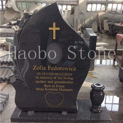 China Quarry Natural Stone Cheap Carved Lily and Crosss Grey Granite Headstone for Cemetery,Antique Tombstone,Customized Monument/Gravestone Price