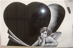 Engraved Line Carving Plaque, French Style Black Panels, Absolute Black Granite Monument & Tombstone from China Factory