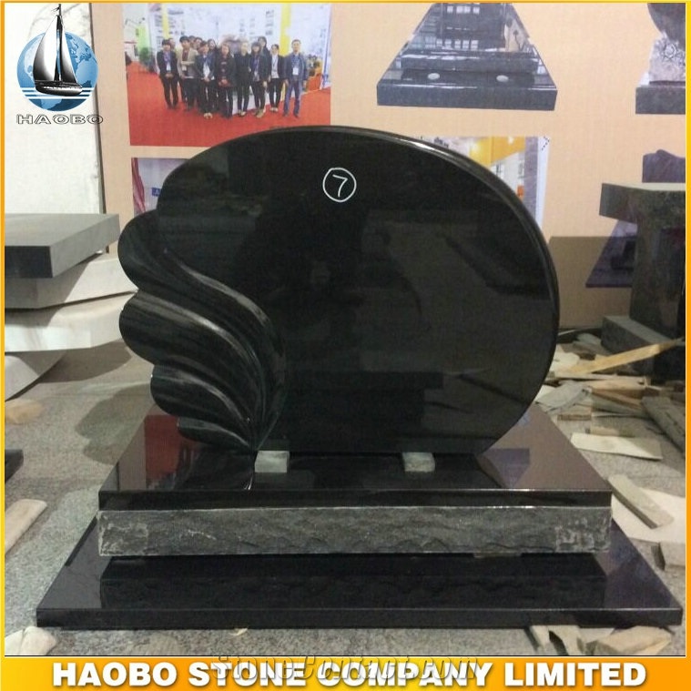 Black Granite Fan Shell Shaped Headstone
