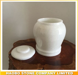 High Polished Natural Stone China Quarry Delicate White Marble Urn Engraving from Haobo,Cheap Mini Urns for Human Ashes,Wholesale Price,Factory Supply