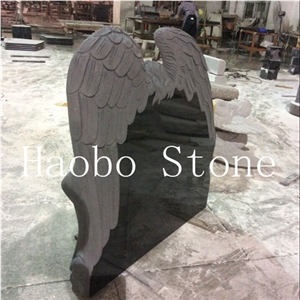 High Quality China Quarrymodern Shanxi Black Granite Carved Angel Headstone Design for Cemetery,Antique Tombstone,Customized Monument,Gravestone Price