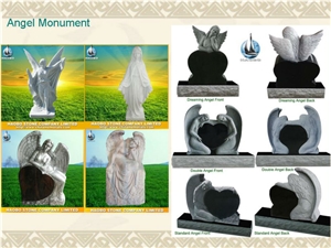 High Quality Factory Price Good Service China Quarry Green Forest Granite Carved Weeping Angel Monument Designs with Certification Iso9001 for Sale