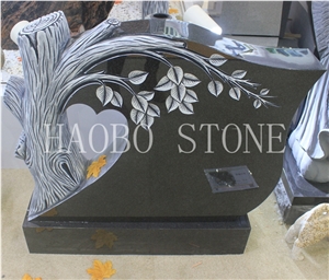 High Quality Good Price Natural Quarry Stone Customized Size Haobo China Factory Beautiful Carved Tree India Mist Granite Headstone Designs for Sale