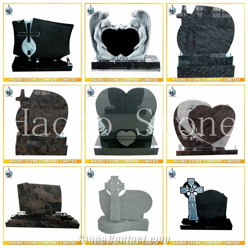 High Quality Good Price Natural Quarry Stone Customized Size Haobo China Factory Beautiful Carved Tree India Mist Granite Headstone Designs for Sale