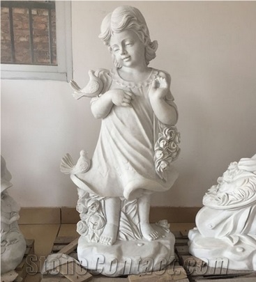 High Quality Haobo China Natural Stone Direct Hot Sale ,Wholesale Cheap Price,Outdoor Decoration Sculpture, Life-Size Marble Merry Baby Angels Models