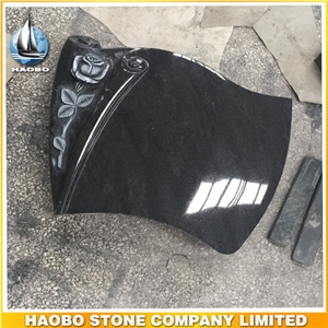 High Quality Shanxi Black Granite Monument Book Type Headstone Rose Carved Design Gravestone European Style Tombstone Plaque with Carved Flower