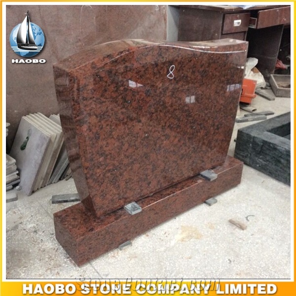 High Quality Tombstone Red Granite Upright Headstone Polished Serpentine Shaped Headstone Western Style Gravestone