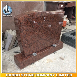 High Quality Tombstone Red Granite Upright Headstone Polished Serpentine Shaped Headstone Western Style Gravestone