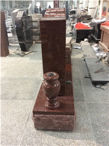 Indian Red Granite Serp Top Cemetery Headstones,Upright Monuments,Cremation Grave Markers, Family Memorials, Polished Gravestones, American Tombstones