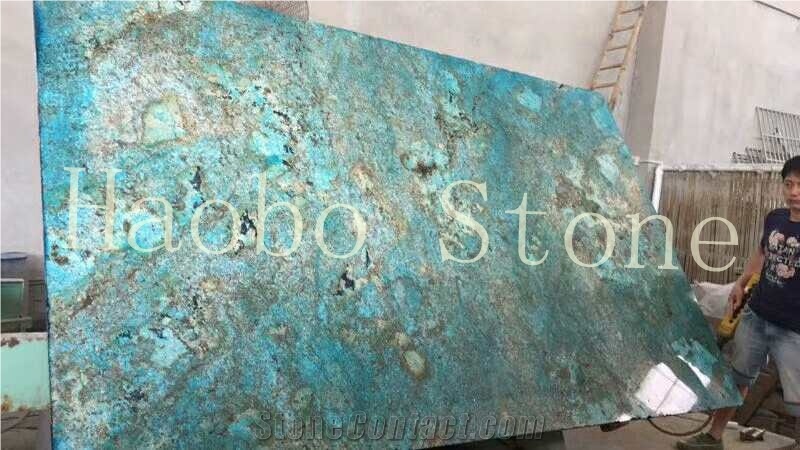 Natural Stone China Quarry Custom Cut to Size Top Quality Fantasy Blue Quartzite Slabs for Interior Decoration ,Dinning Table Set,Floor Tiles ,Price