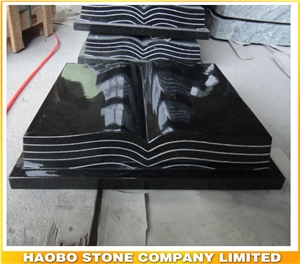 Shanxi Black Granite Open Cremation Book Memorials Design,Customize Price Monument Slab,Tombstone Sign for Cemetery Bench,Cheap Upright Headstone,