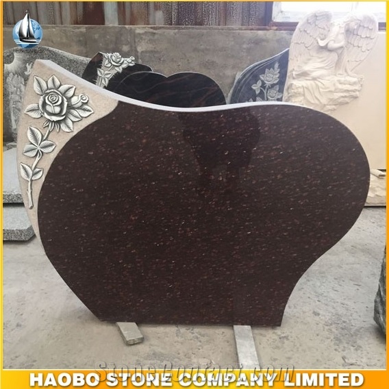 Western Style Gravestone Cat Eye Granite Tombstone Book Shaped Design with Carved Rose Headstone Direct Sale Upright Headstone Cemetery Tombstone