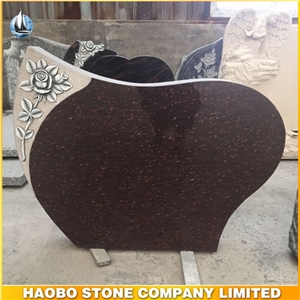 Western Style Gravestone Cat Eye Granite Tombstone Book Shaped Design with Carved Rose Headstone Direct Sale Upright Headstone Cemetery Tombstone