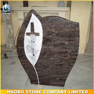 Wholesale Tombstone Indian Aurora Granite Polished Memorials Cross Design Gravestone Upright Headstone