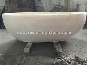 Bianco Statuario White Marble for Luxury Bath Tub,White Oval Natural Stone Bathtub