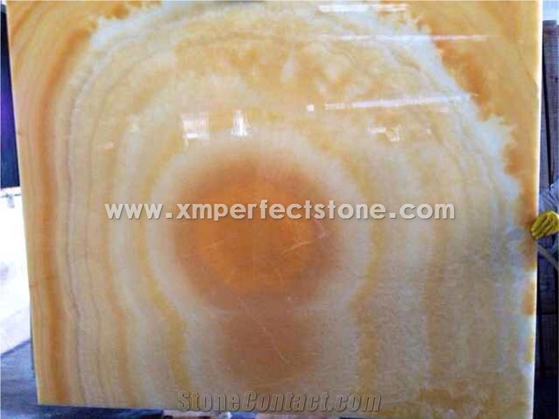 Pakistan Crystal Honey Onyx Slabs,Bookmatched Polished Yellow Onyx 16mm Big Slab