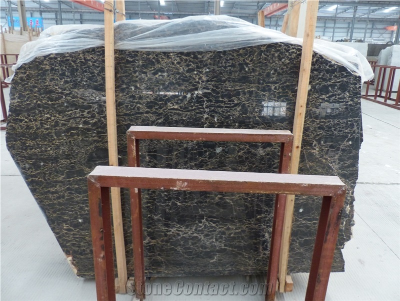 Chinese Portoro Chinese Nero Portoro Marble Tiles & Slabs Polished Cut to Size for Flooring Tiles, Wall Cladding, Slab for Counter Tops, Vanity Tops