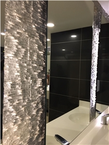 Rough Textured Antilop Grey Marble Wall Tiles, Grey Sparkly Marble Chiselled Wall Tile, Waterfall Tile, Lansdcape Stone