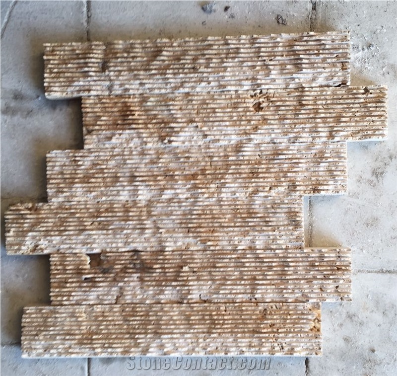 Rough Textured Classic Denizli Wall Tiles, Classic Travertine Chiselled Wall Tile, Waterfall Tile, Lansdcape Stone