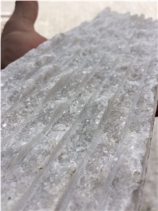 Rough Textured Mugla White Marble Wall Tiles, White Sparkly Marble Chiselled Wall Tile, Waterfall Tile, Lansdcape Stone