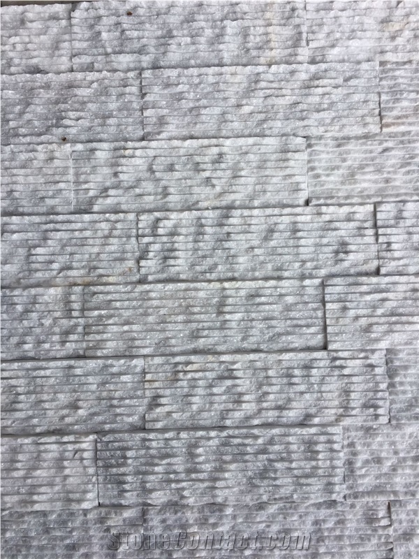 Rough Textured Mugla White Marble Wall Tiles, White Sparkly Marble Chiselled Wall Tile, Waterfall Tile, Lansdcape Stone