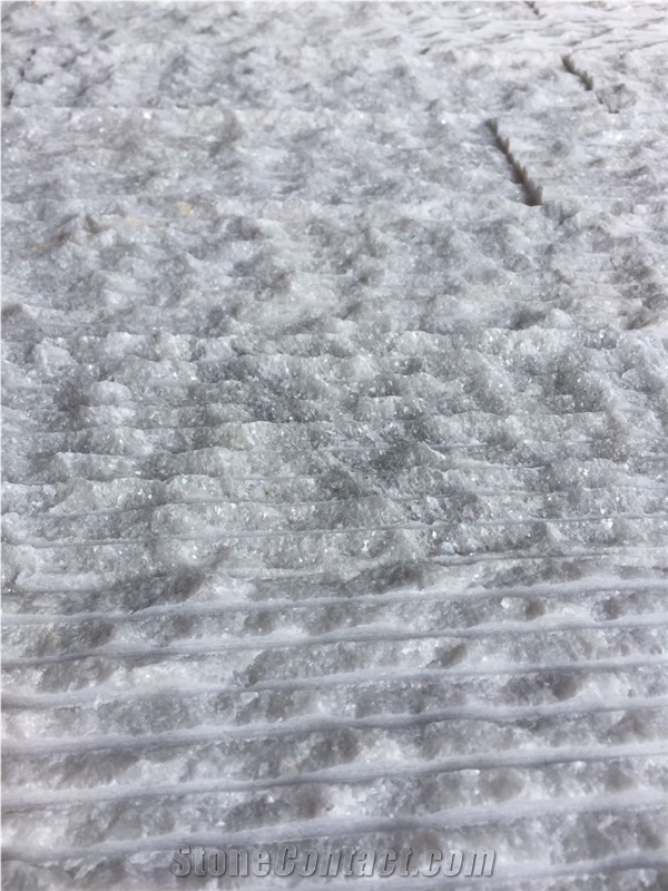 Rough Textured Mugla White Marble Wall Tiles, White Sparkly Marble Chiselled Wall Tile, Waterfall Tile, Lansdcape Stone