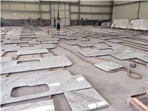 Brazil Granite Countertops-Galaxy White Vanity Tops for Kitchen, Island Worktops in Stadnard Size, High Polished Good Edges Finished Factory