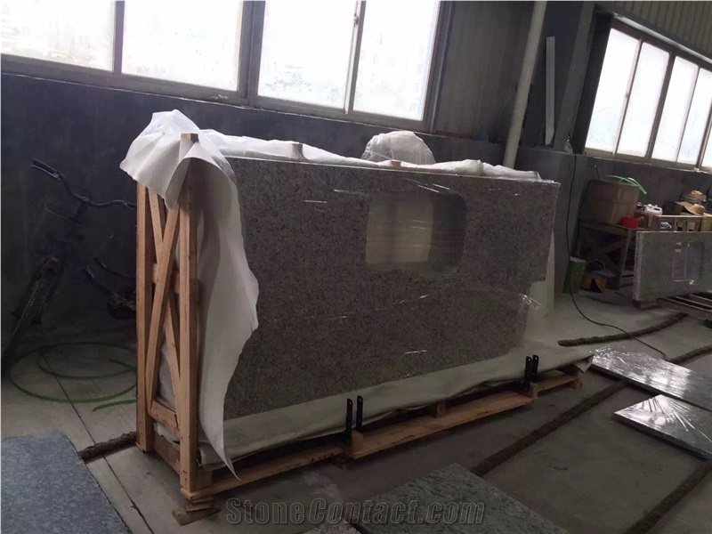 Brazil Granite Countertops-Galaxy White Vanity Tops for Kitchen, Island Worktops in Stadnard Size, High Polished Good Edges Finished Factory