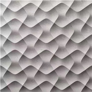 China Natural Stone Abba White Jade Marble, Grey Marble 3d Cnc Wave Shaped Wallpanel / Coral Stone Wallingtiles Building Ornaments Interior Stone