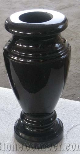 Granite Vase-Granite Lantern for Cemetery in Round Shape, High Polished Degree, Marble Vase, Urn for Cremation Works, Monumental Lanterrns Funeral