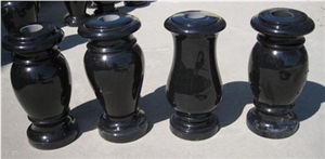 Granite Vase-Granite Lantern for Cemetery in Round Shape, High Polished Degree, Marble Vase, Urn for Cremation Works, Monumental Lanterrns Funeral