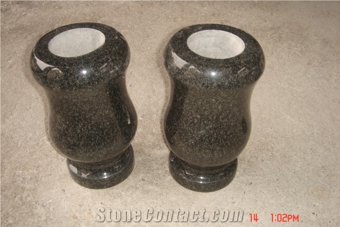 Granite Vase-Granite Lantern for Cemetery in Round Shape, High Polished Degree, Marble Vase, Urn for Cremation Works, Monumental Lanterrns Funeral
