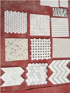 Gray Marble Mosaic Tiles, Grey Marble Mosaic-Square Shape Pattern, Chipped, Laminated, Solit Surface, Linear Strips Mosaic