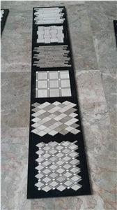 Gray Marble Mosaic Tiles, Grey Marble Mosaic-Square Shape Pattern, Chipped, Laminated, Solit Surface, Linear Strips Mosaic