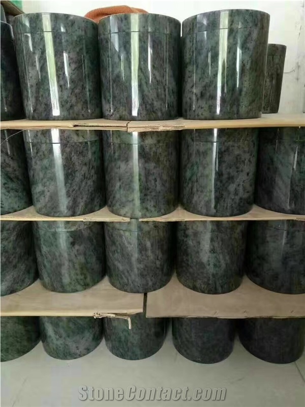 Marble Urn-Onxy Creamtion-Round Urns-Creamtorium Accesseries, Funeral Urn for Ashes-Green Marble Round Urn
