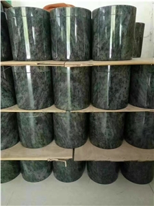 Marble Urn-Onxy Creamtion-Round Urns-Creamtorium Accesseries, Funeral Urn for Ashes-Green Marble Round Urn