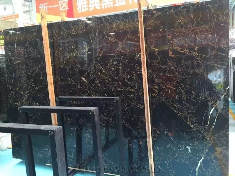Nero Emperodor , Portopo Athen Black Golden Marble Slabs, China Brown River in 18mm Polished Surface, Portopro