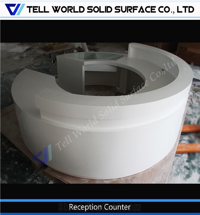 Acrylic Solid Surface Large Round Type Bank/Hotel Cash Counter