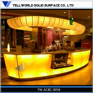 Artificial Marble/Quartz Warm Led Lighting Buffet Counter Table Design