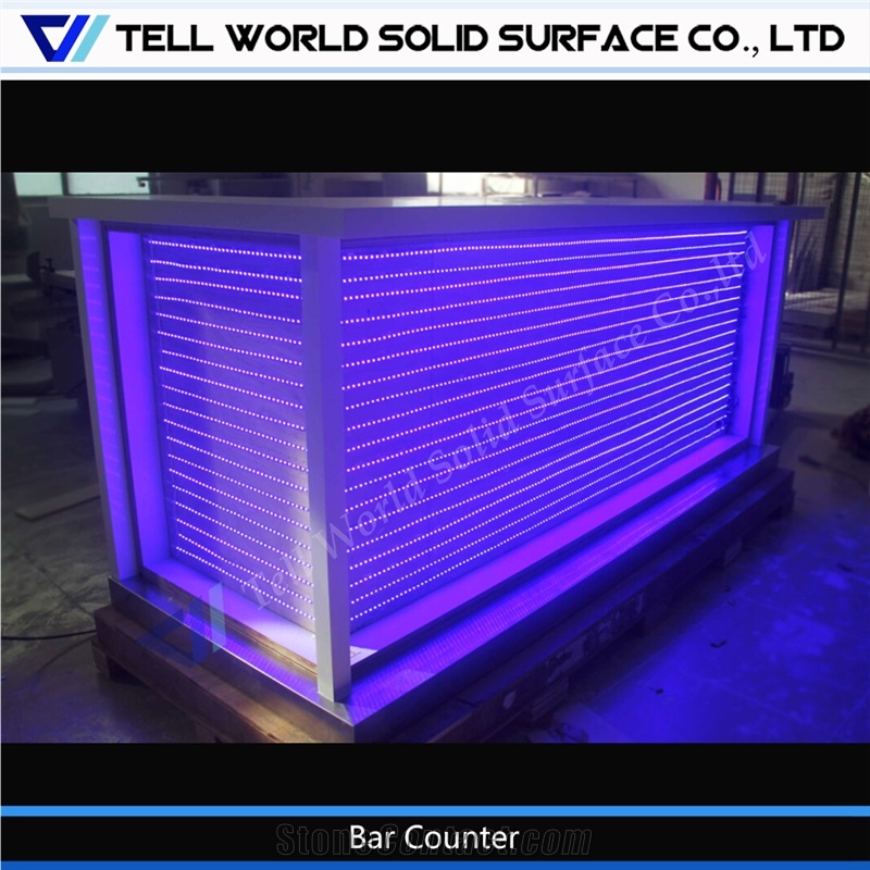 Artificial Marble Stone Luotuotai Led Color Changing Bar Counter Design