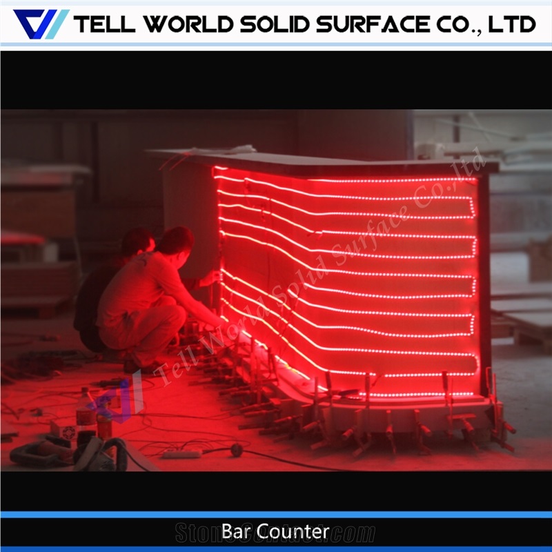 Artificial Marble Stone Luotuotai Led Color Changing Bar Counter Design