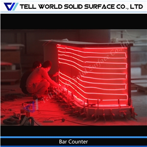 Artificial Marble Stone Luotuotai Led Color Changing Bar Counter Design