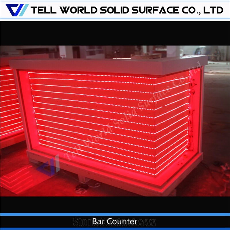 Artificial Marble Stone Luotuotai Led Color Changing Bar Counter Design