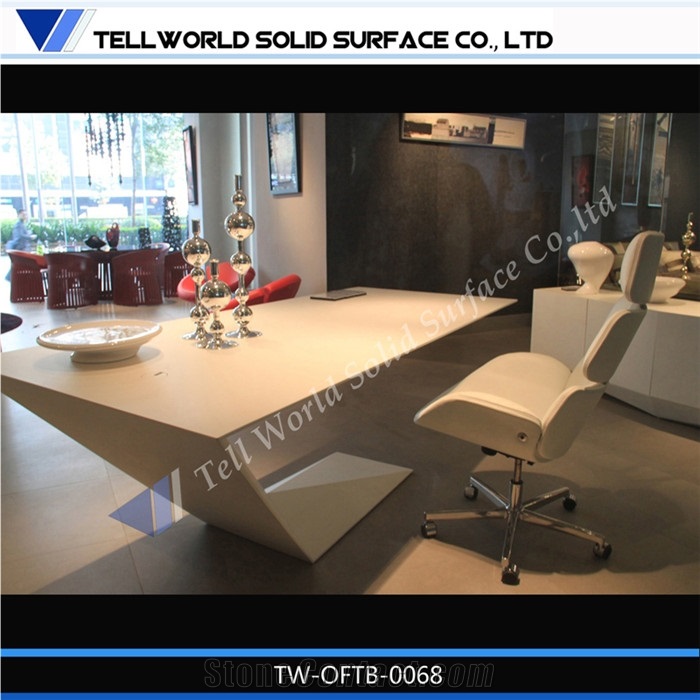 Simple Modern Style White Marble Working Station Desk Set